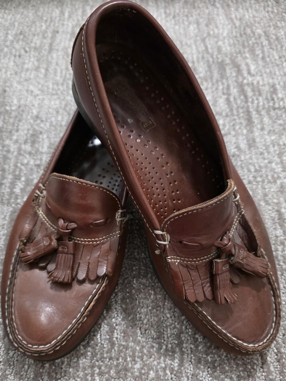 Men's Dexter Brown Leather Tassel Loafers Dress Shoes Size 8.5
